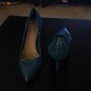 Patent Leather Turquoise Heels